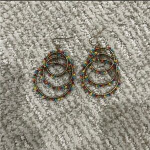 Colorful Beaded Hoop Earrings